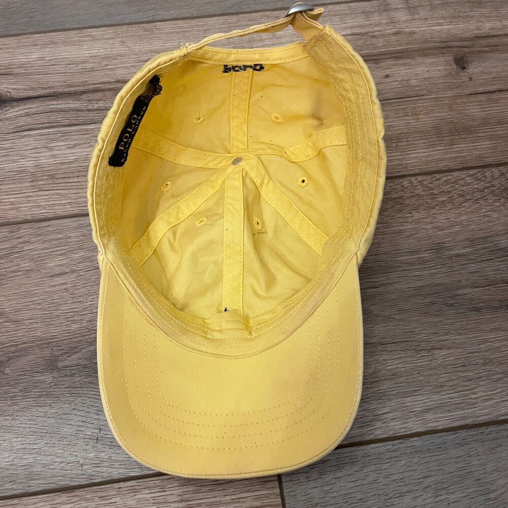 Polo Ralph Lauren Yellow Cotton Strapback Hat Cap Small Pony Adjustable Preppy - Picture 4 of 5